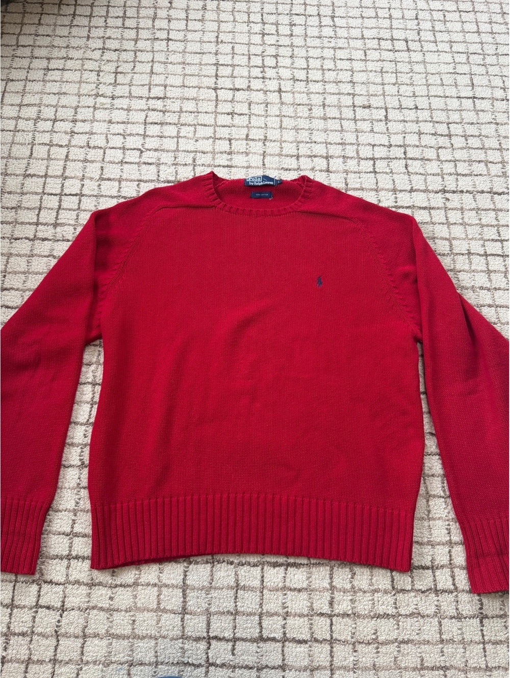 Men’s 90s vintage Polo Ralph Lauren Red Made In Hong Kong Heavy Knit Sweater L